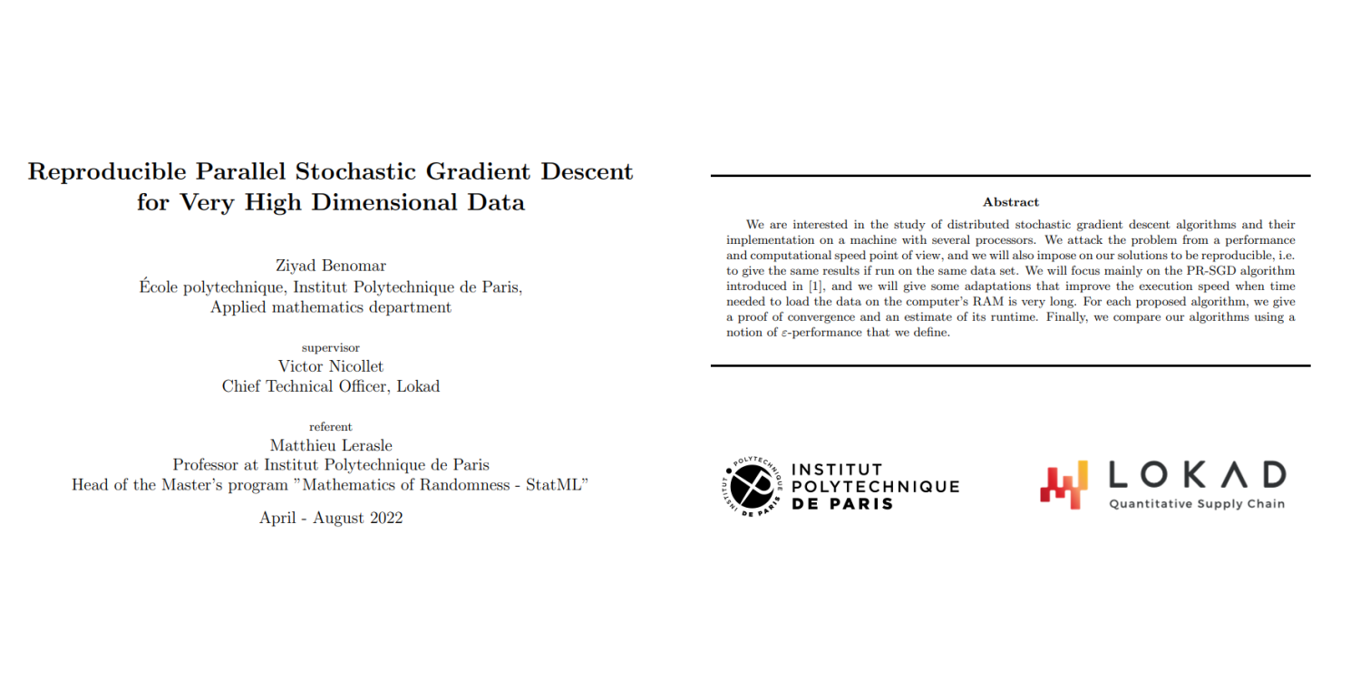 Reproduzierbarer paralleler stochastischer Gradientenabstieg für sehr hochdimensionale Daten