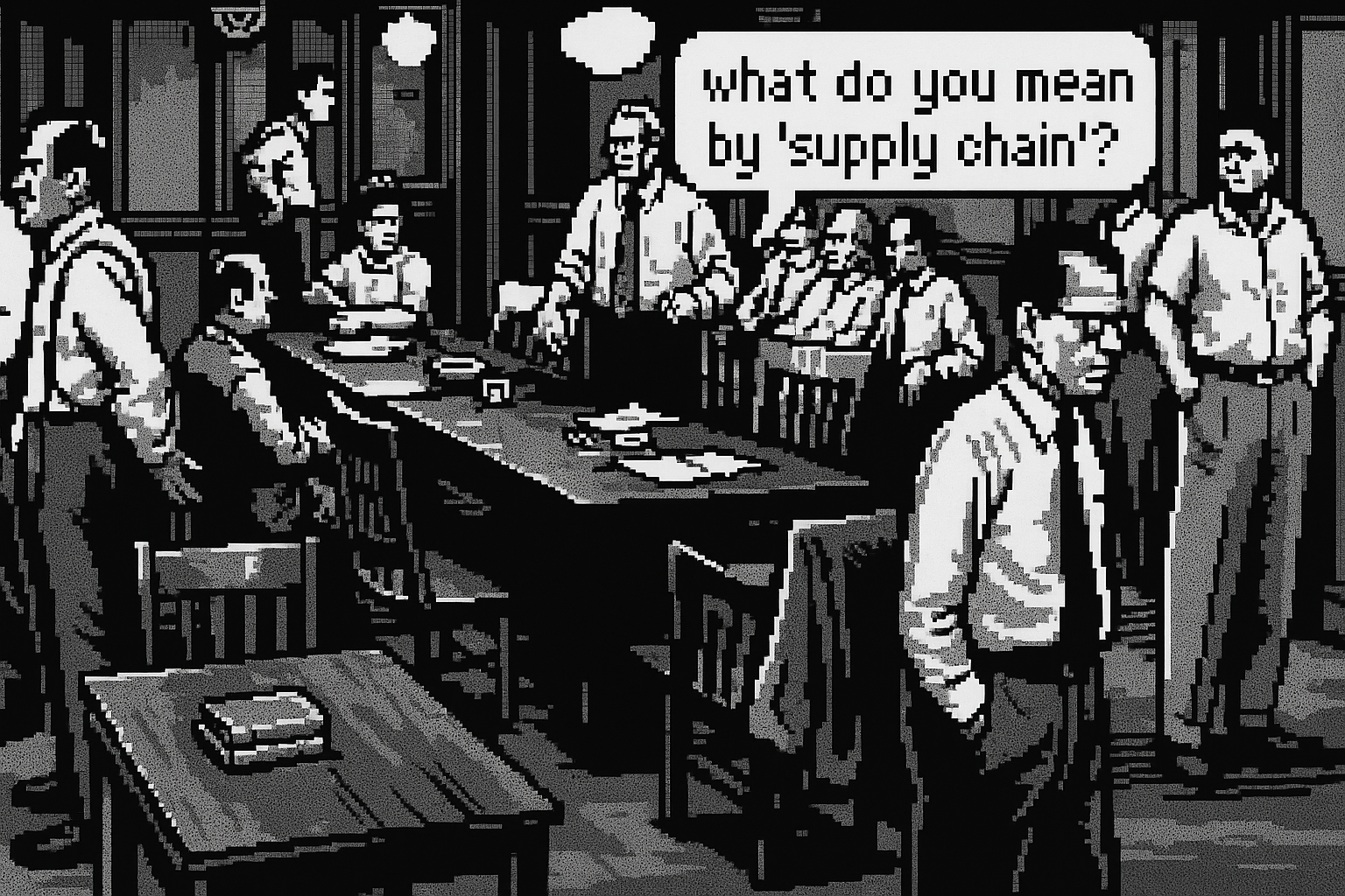 Joannes Vermorel debates the meaning of supply chain to a room of skeptical jurors.