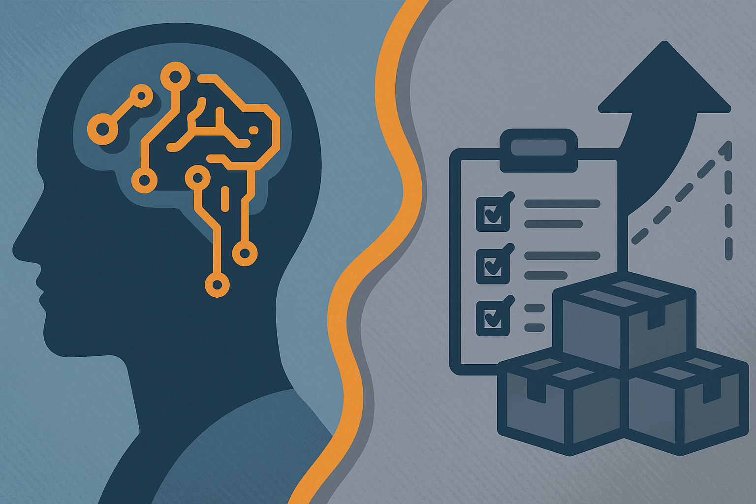 abstract human head, boxes and a tablet