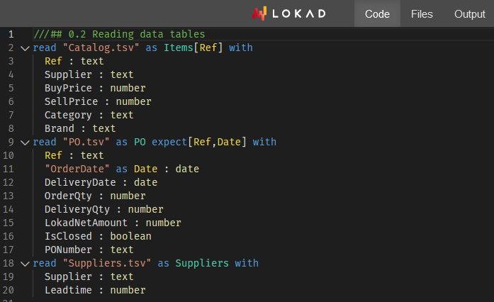 A screen of colorful coding related to the processing of retail supplier data