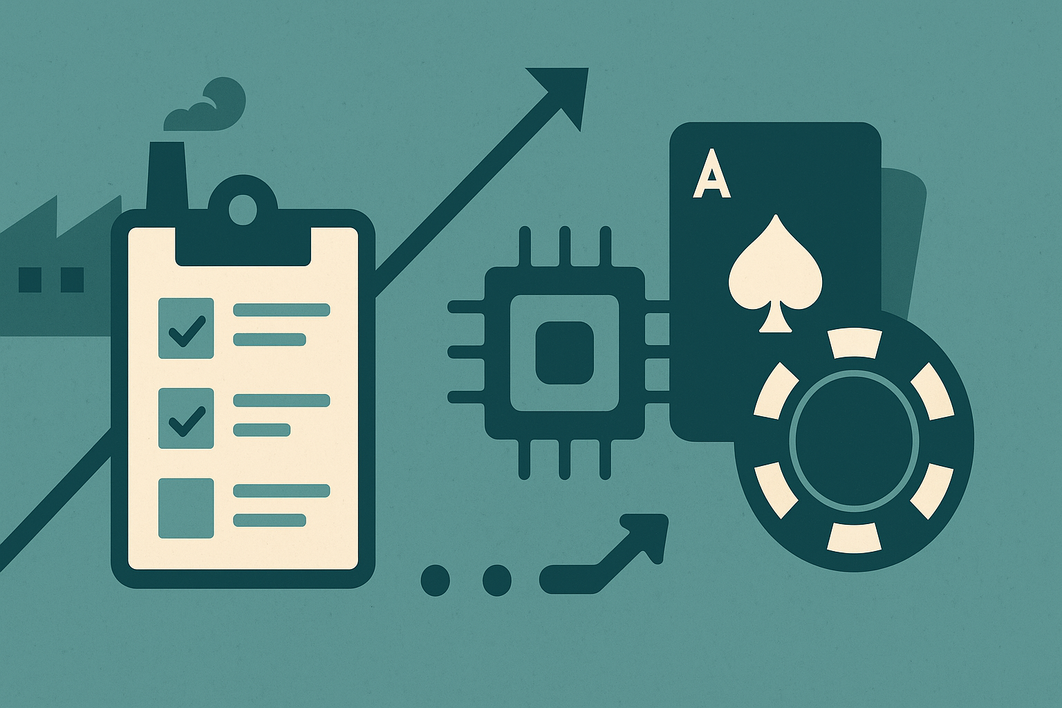 abstract teal icons of planning, automation, and wagers
