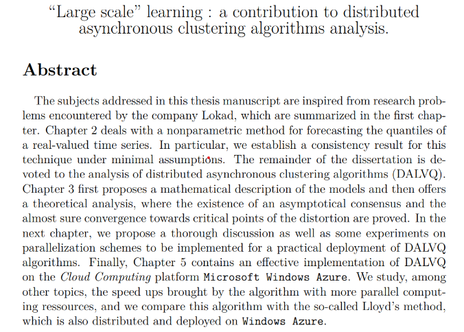 Large Scale Learning Abstract