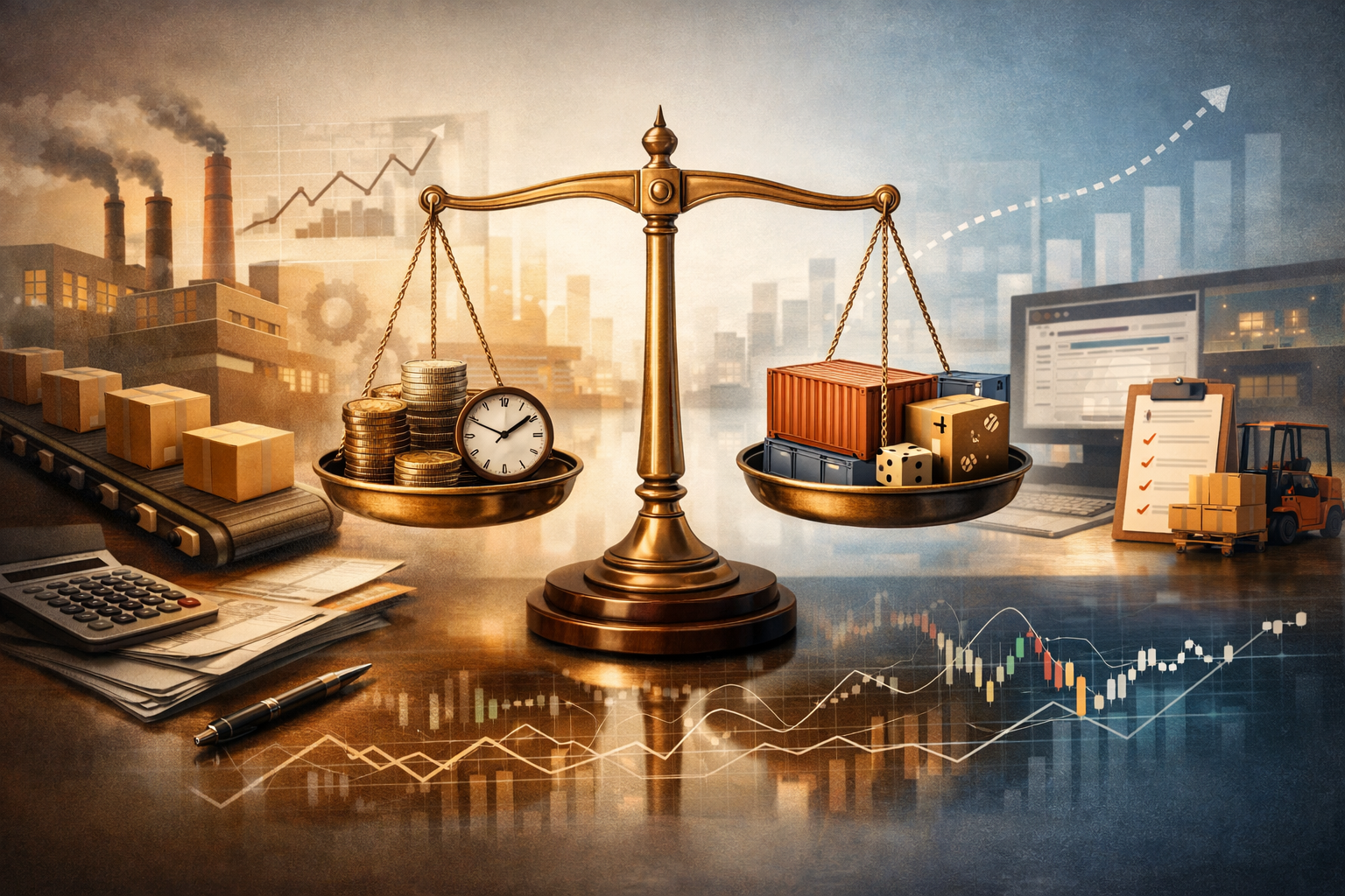 Balances équilibrant les coûts de supply chain, les risques, les stocks