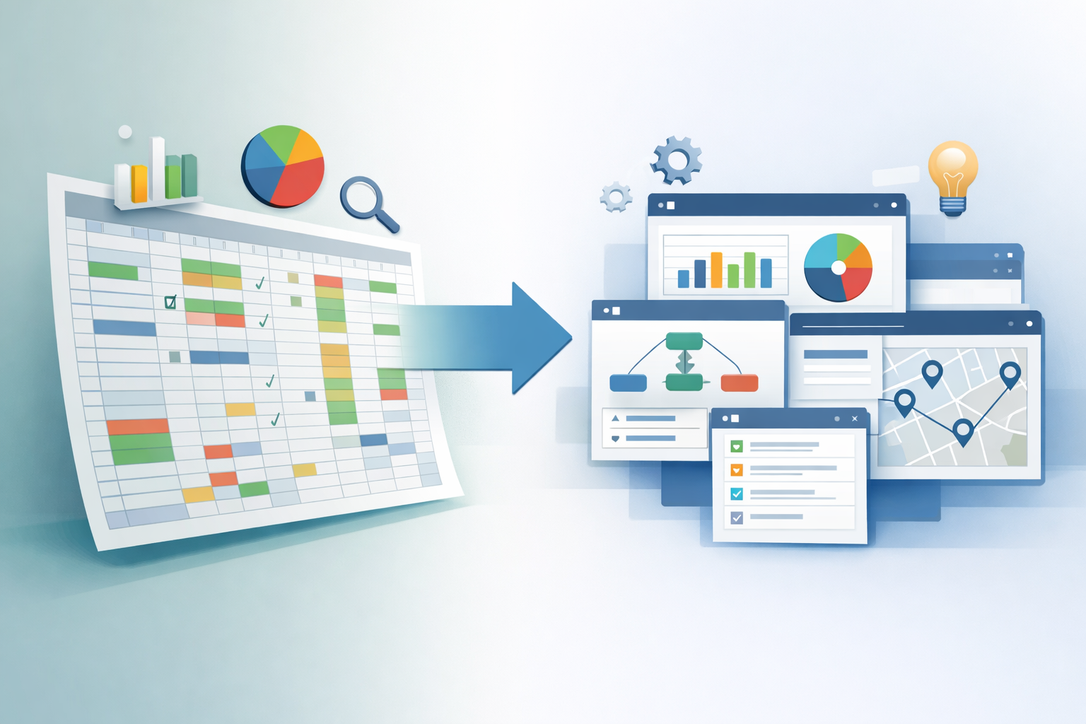 A large spreadsheet evolving into structured decision software
