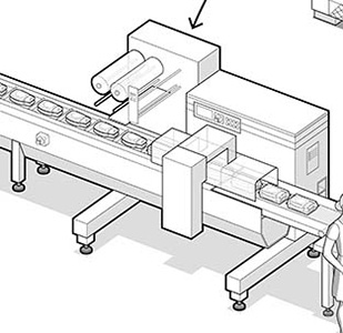 Eine Schrumpfverpackungsmaschine und ein Schrumpftunnel