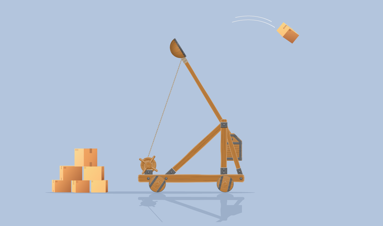 cardboard throwing with a catapult