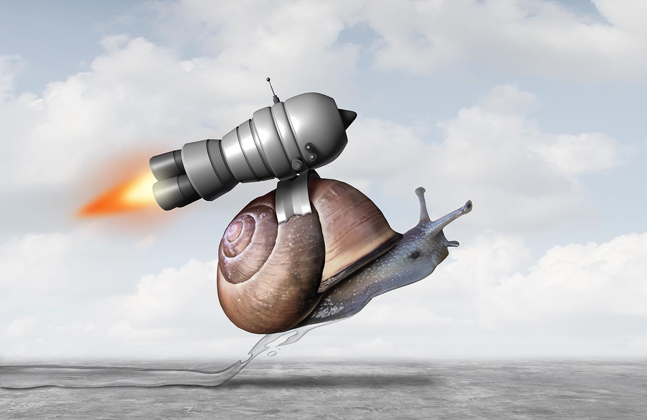 Schnecke mit einem Jetpack