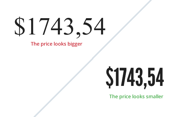 Dos estilos distintos de etiquetas de precios.