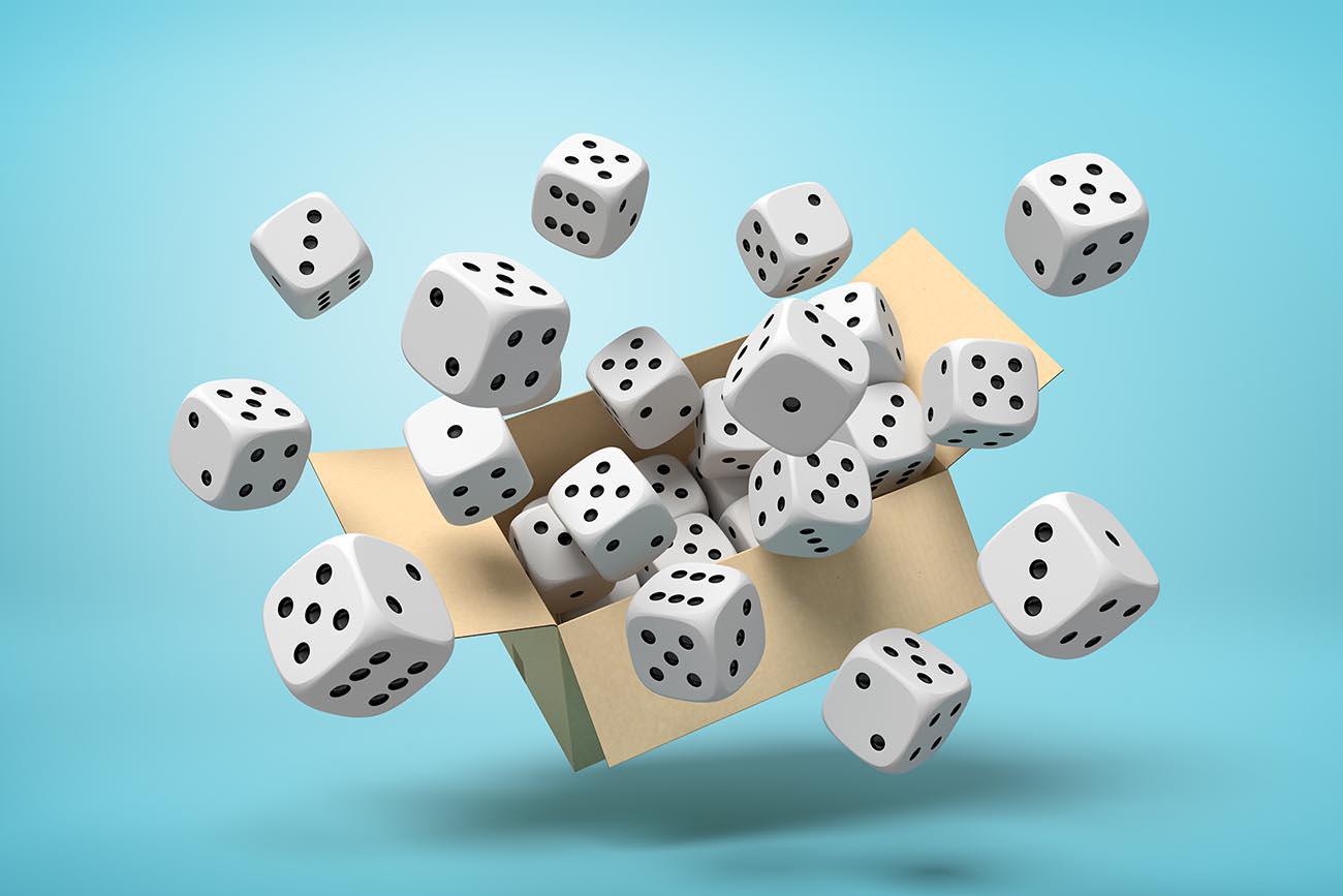 Viele Würfel, die probabilistische Prognosen veranschaulichen